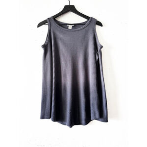 Style & Co Gray Ombré Cold Shoulder Waffle Knit Tunic Top Size M